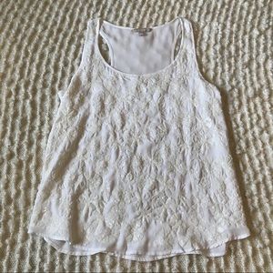 Banana Republic Dressy White Floral Sequin Tank XL